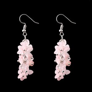 Boucles d'oreilles en pierre naturelle en cristal oeil de tigre améthyste agate pierre gland pendant crochet boucles d'oreilles anneau pour femmes bijoux de mode Will et Sandy