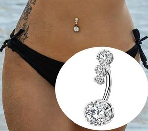 Crystal Navel Ring Bar Barbell Drop Dangle Bell Piercing Nombril Ombligo Belly Button Rings Men Mujeres Body Jewely6397083