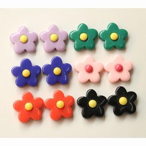 Kristal nieuwe stijl 50 stks/lot 24 mm kleur print cartoon bloemen vorm flatback bloemen kralen diy sieraden oorrang/haaraccessoire