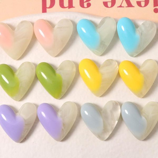Crystal les plus récents 50pcs / lot imprimer des cœurs coeurs coeurs en résine à plats perles de cabochon bricolage Boucle d'oreille / accessoire de cheveux