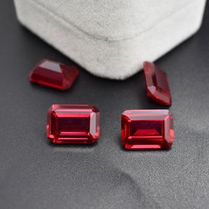 Cristal octogonal Rubí sintético Piedras preciosas sueltas Corte esmeralda LABCREADO 5# Corindón Múltiples tamaños para elegir para la fabricación de joyas