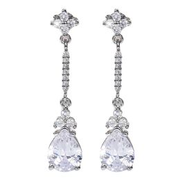 Boucles d'oreilles pendantes en cristal et zircone cubique pour femmes, accessoires de luxe, couleur argent, bijoux tendance de mariage de tempérament