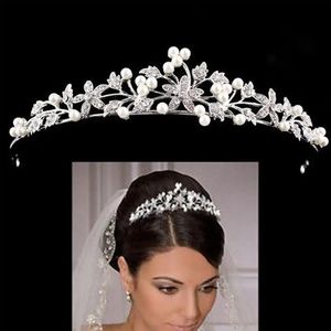 Crystal Pearl Bridal Wedding Tiaras Crowns Bruids Haaraccessoires Bruiloft Haar Sieraden Sieraden Regoed Tiara Bruid Kiefstuk