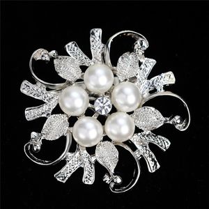 Cristal perle fleur broches broches argent plaqué or Corsage femmes hommes bijoux de mariage mariée robe costume cadeau