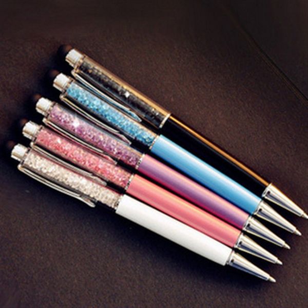 Crystal Pen Diamond Ballpoint Pens Sinellerie Stylus Ballpen Touchez la recharge noire huileuse