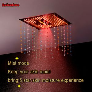 Crystal Pendant Bluetooth Music LED Plafond Pluie Prinage douche thermostatique Panneau de douche dissimulé les jets de massage du système d'enceintes