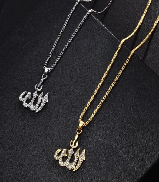 Pendentif en cristal, chaîne de pull, colliers Allah plaqué or, ancre simulée, islamique 6351953
