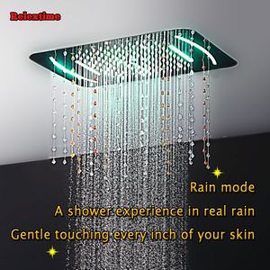 Crystal Quartz Plafond Présintor la tête de pluie Spray Mistroise de douche thermostatique Mélangeur de salle de bain Robinet de salle de bain jets de massage de bain