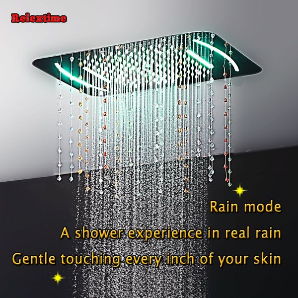 Crystal Quartz Plafond Présintor la tête de pluie Spray Mistroise de douche thermostatique Mélangeur de salle de bain Robinet de salle de bain jets de massage de bain