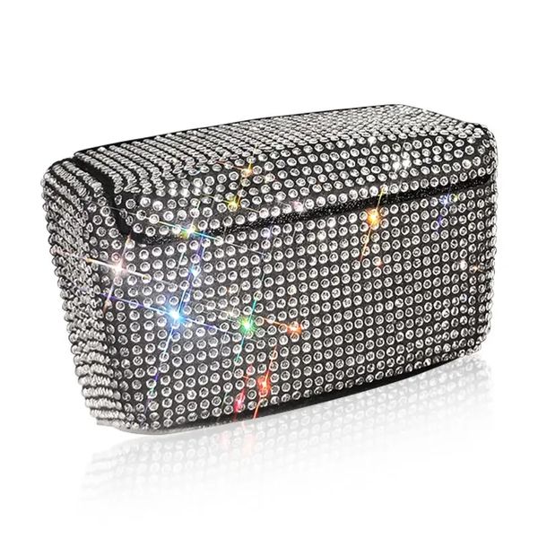 Cendrier de voiture en strass en cristal avec couvercle, cendrier à cigarettes pour grille d'aération de voiture avec lumière LED bleue, mini poubelle de voiture, cendrier sans fumée pour voiture, maison, bureau