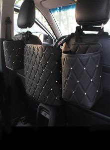 Cristal strass PU cuir sac de rangement de voiture organisateur barrière de support de siège arrière multipoches conteneur de voiture rangement rangement 3814931