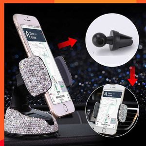 Cristal strass 360 degrés support de téléphone de voiture pour tableau de bord automatique évent universel Bling accessoires de voiture intérieur pour femme