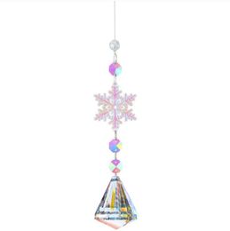 Crystal Rhinestones Rainbow Maker Snowflake Ball Prism Sun Shine Catcher raam Hangende ornament Garden Kerstboom Bruiloftsfeest Garden Decoratie