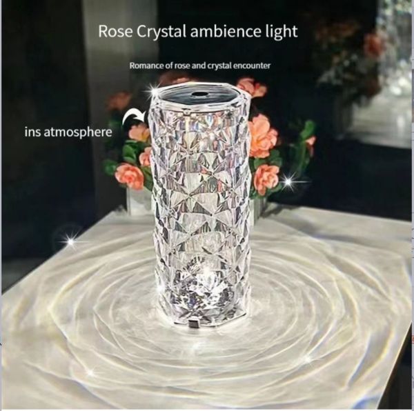 Lampe Rose en cristal, lampe de nuit, décoration de chevet, lampe de Table, atmosphère, décoration de fête d'anniversaire, de mariage