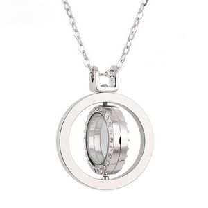 Crystal roteerbare medaillon ketting ronde hanger met ketens voor vrouwen diy mode sieraden wil en zandig