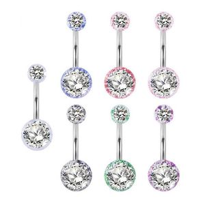 Crystal Round Ball Navel Piercing Bell Button Ringen Chirurgisch Rvs voor Dames Mode Zomer Beach Party Sieraden