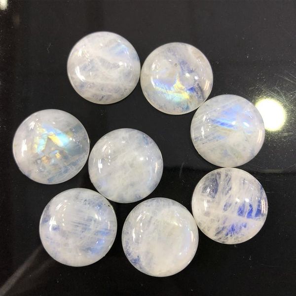 Crystal ronde cabochon pierre en gros en gros de lune bleue 20 mm dos plat natural gemme mi-rond dôme cabine pour la fabrication de boucles d'oreille (pas de trou)