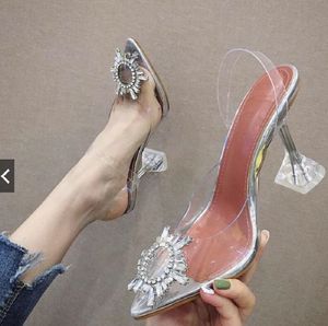 Crystal Sandals Pointed Clear Transparant PVC Cup Hoge Heel Stilettos Sexy Summer Shoes Peep Toe Dames Pumps Maat 43 23031 51
