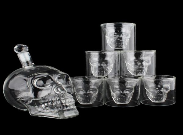 Cabeza de calavera de cristal s Juego de tazas de vaso de vino de whisky de 700 ml de 75 ml de copas de vasos Decanter Bar en casa Tazas para beber 2676545