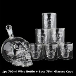 Ensemble de verres à tête de crâne en cristal, bouteille en verre de vin et de whisky de 700ml, carafe de 75ml, pour Bar à domicile, tasses à boire pour Vodka, 210827297D