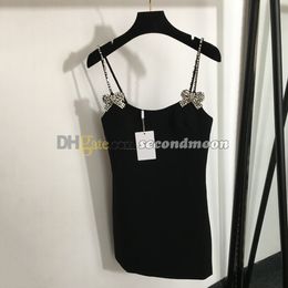 Vestido con tirantes de cristal para mujer, vestidos sexys ajustados para fiesta de verano, vestido ajustado con lazo de diamantes de imitación