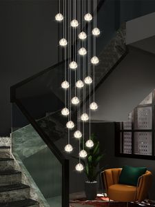 Crystal Staircase Chandelier Living Room Luxury Design Spiral Escalier LED Éclairage en duplex Loft Loft Loft Plafond Chandelier