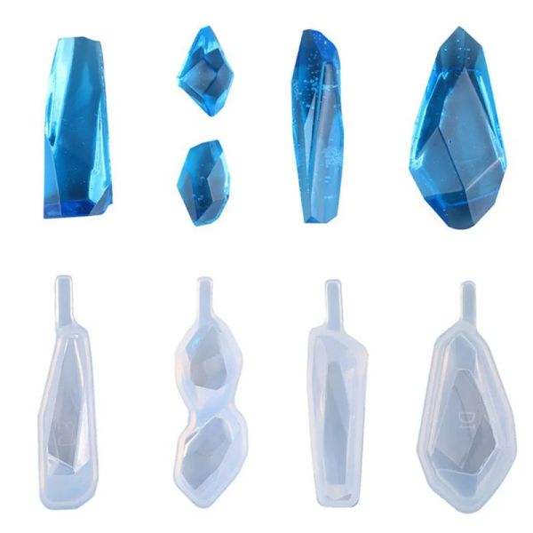 Moldes de silicona de piedra de cristal Pendientes Collar colgante de resina Epoxi Moldo para joyas de bricolaje que crean herramientas de hallazgos suministros