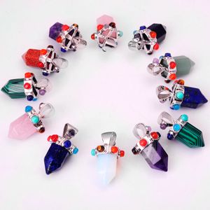 Crystal Stone Guérison Chakra Pendentifs Pendants hexagonaux Gemstones Quartz Bullet Shape Femmes Filles Cadeau