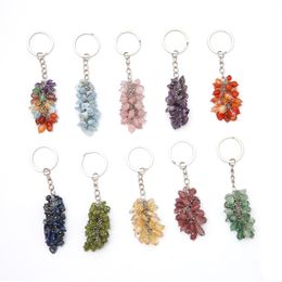 Crystal Stone Keychains Natural Gravel KeyChain Bag Auto Key Gift Keyring Fashion Accessories