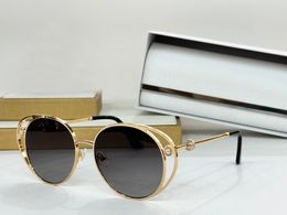 Crystal Stones Round zonnebrillen Goud metaalgrijs gearceerde vrouwen Designer Zonnebril Zomertinten Sunnies Lunettes de Soleil UV400 brillen