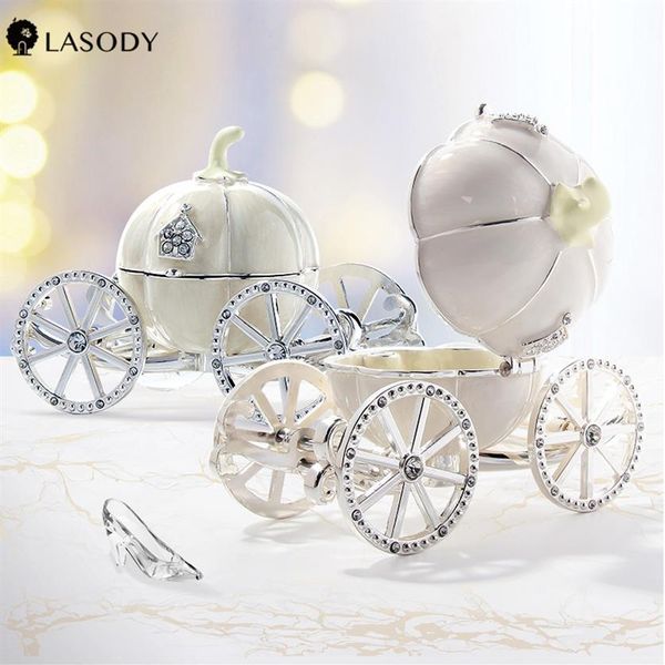 Boîte de rangement en cristal Cendrillon Citrouille Carriage Boîte à bibelots avec charnière Coffre au trésor Organisateur Souvenir Cadeau pour elle Y1116302W