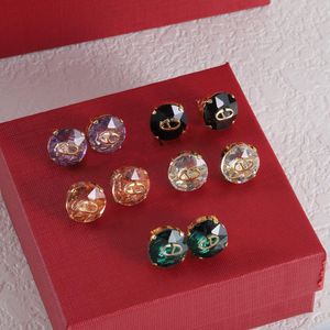 Crystal Stud -oorbellen, 18K goud, designer oorbellen, luxe, mode, 5 kleuren, paars, zwart, goud, zilver, groen, designer sieraden, hoge kwaliteit, bruiloft, kerst, cadeau