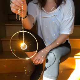 Cristal Sun Catcher Céleste Arc-En-Ciel Maker Voiture Prisme Fenêtre Suspendue À La Main Maison Lustre Décoration Vent Carillon Pendentif Cadeau H265a