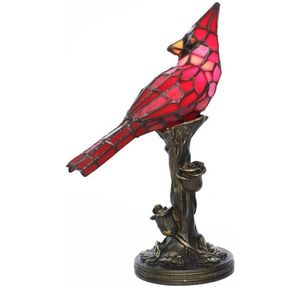 Lampe de Table en cristal, oiseau rouge Cardinal, vitrail, veilleuse pour chambre à coucher, décor de salon, 2203093248782