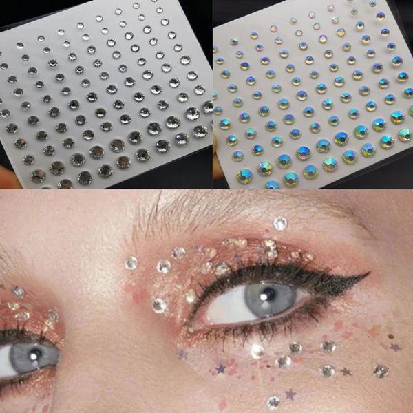 Pegatina de tatuaje de cristal GLITERELINA COLLADOR CARRA CARA Ojos de la cara del diamante Diamante 3D pegatinas 240418