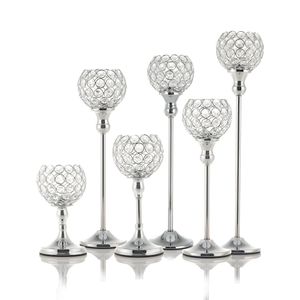 Crystal theeight kaarshouders koffie eettafel centerpieces metalen kandelaars staan ​​bruiloft decoratie voor thuis LJ201018