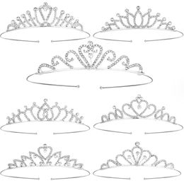 Kristallen Tiara Kronen Prinses Zilveren Strass Hoofdband Vrouwen Meisjes Elegante Haaraccessoires Verjaardagsfeestje Bruiloft Prom Vakantie Glanzend Hoofddeksels