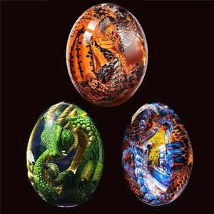 Crystal transparant harsstandbeeld Dragon Ei Dinosaur Souvenir Craft Luminous Handmade S Home Decor Cadeau 240508