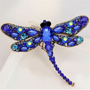 Kristal Vintage Dragonfly Broches voor Vrouwen Grote Insect Broche Pin Mode Jurk Jas Accessoires Leuke Sieraden Dames Corsage 240315