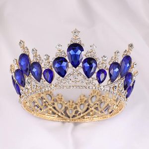 Crystal Vintage Royal Queen King Tiaras Crowns Mannen Vrouwen Pageant Prom Diadem Haar Ornament Bruiloft Haar Sieraden Accessoire