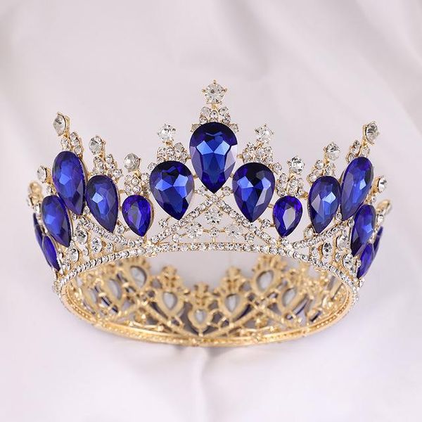 Cristal Vintage Royal Queen King Diadèmes Couronnes Hommes Femmes Pageant Prom Diadème Ornement De Cheveux De Mariage Bijoux De Cheveux Accessoire