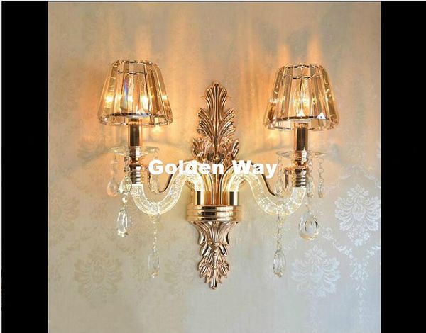 Lámparas de pared de cristal Elegante luz europea con pantallas Apliques para el hogar Sala de estar Dormitorio Comedor Iluminación