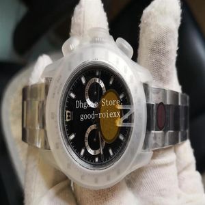 Crystal Watch Chrono kijkt Men V4 Version Men's Automatic Cal 4130 Beweging Chronograph Kif Shock Absorber Black White 904L188T
