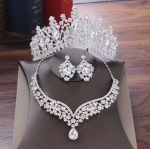 Crystal Water Drop Bridal Sieraden Sets Rhinestone Tiaras Crown ketting oorbellen voor bruid bruiloft Dubai sieraden set3422797