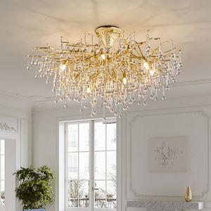 Crystal Waterdrop plafondlampen armatuur Amerikaanse romantische luxe plafondlampen Europese kunst deco hanger kroonluchters woonkamer slaapkamer huis binnenverlichting