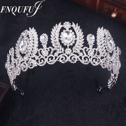 Crystal Wedding Crown Queen Hoofdband Big Flower Bridal Tiara Bride Bridal Hair Accessories Hoofd Diadeem Haar sieraden Y200409