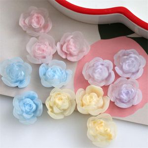 Venta al por mayor de cristal 100 unids/lote 18mm color estampado dibujos animados forma de Camelia flores de resina cuentas diy joyería pendiente/accesorio para el cabello