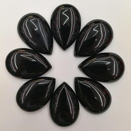 Cristal en gros 25x18mm pierre d'onyx noir naturel larme cabine CABOCHON perles pour accessoires de bijoux à bricoler soi-même livraison gratuite 20 pièces/lot