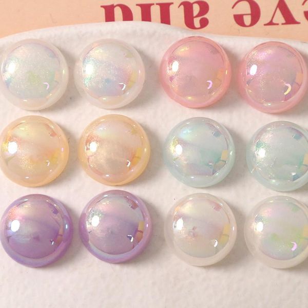 Cristal en gros 50 pcs/lot 18mm couleur impression géométrie rondes forme flatback résine perles bricolage bijoux boucle d'oreille/vêtement/accessoire de cheveux