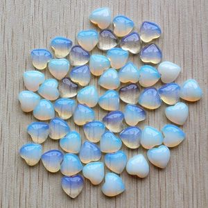 Cristal en gros 50 pcs/lot mode vente chaude bonne qualité opale pierre coeur forme cabine cabochons perles pour la fabrication de bijoux 10mm gratuit